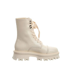 Salvatore Ferragamo White Calfskin Lace-Up Boots - EU36/US6