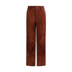 Salvatore Santoro Bordeaux Leather Casual Pants - IT42 | L