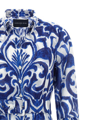 SAMANTHA SUNG Blue Cotton Midi Dress - 4