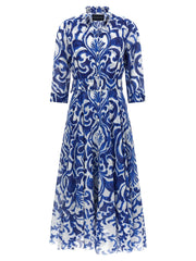 SAMANTHA SUNG Blue Cotton Midi Dress - 4