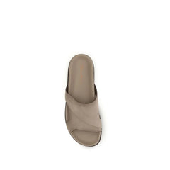 Santoni Beige Calf Leather Bos Taurus Flat Sandals - EU43/US10