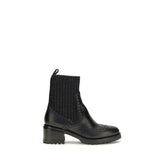 Santoni Black Calf Leather Bos Taurus Ankle Boots