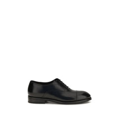 Santoni Black Calf Leather Bos Taurus Oxfords And Derbies