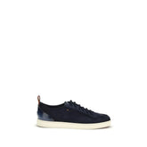 Santoni Blue Calf Leather Bos Taurus Low Top Sneakers
