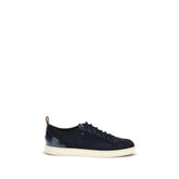 Santoni Blue Calf Leather Bos Taurus Low Top Sneakers - EU45/US12
