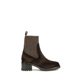 Santoni Brown Calf Leather Bos Taurus Ankle Boots - EU40/US10