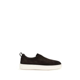Santoni Brown Calf Leather Bos Taurus Sneakers - EU40/US7