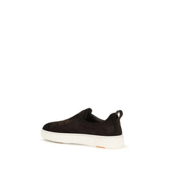Santoni Brown Calf Leather Bos Taurus Sneakers - EU40/US7