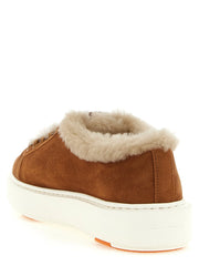 Santoni Brown Goatskin Low Top Sneakers - EU39/US9