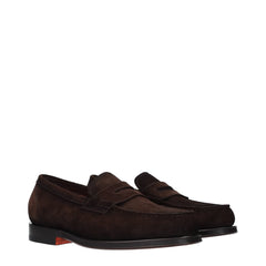 Santoni Brown Leather Slip-On Loafers - 7
