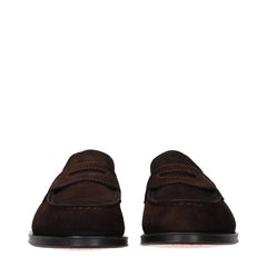 Santoni Brown Leather Slip-On Loafers - 7
