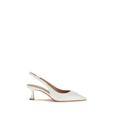 Santoni White Calf Leather Bos Taurus Mid Heel Pumps - EU41/US11