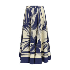 Sara Roka Blue Cotton Midi Skirt - IT44 | L