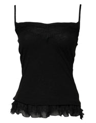 Scervino Street Black Wool Sleeveless Square Neck Tank Top - IT38 | XS - Tank Tops