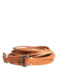 Scervino Street Brown Leather Silver Tone Buckle Waist Belt - S