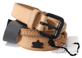 Scervino Street Light Brown Slim Leather Black Logo Buckle Belt Belt - 85 cm / 34 Inches - Belts
