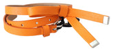 Scervino Street Orange Tangerine Leather Slim Silver Metal Buckle Belt - 80 cm / 32 Inches - Belts