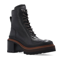 See By Chloé Black Calfskin Lace-Up Boots - EU35/US5