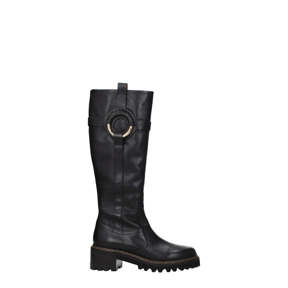 See By Chloé Black Leather Over The Knee - EU36/US6 - Boots