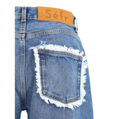 SÉFR Blue Cotton Straight-Leg Jeans