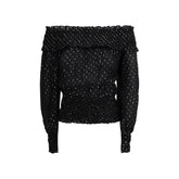 Self-Portrait Black Viscose Top