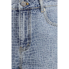 Self-Portrait Blue Cotton Bermuda Shorts