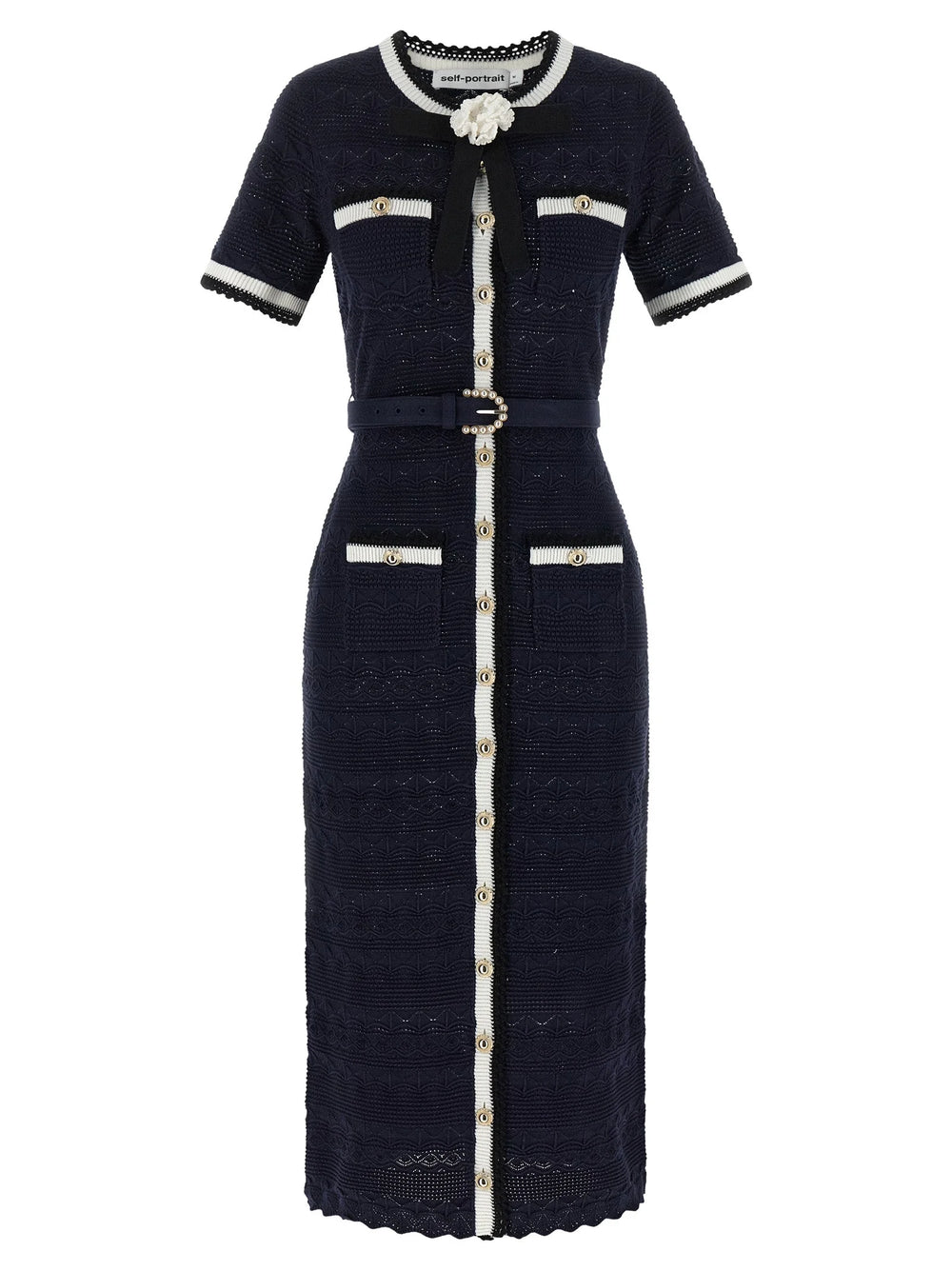 Self-Portrait Blue Cotton Midi Dress - XS