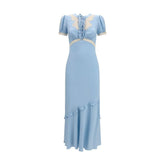 Self-Portrait Blue Viscose Casual Dress