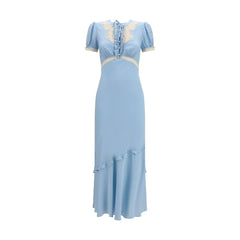 Self-Portrait Blue Viscose Casual Dress