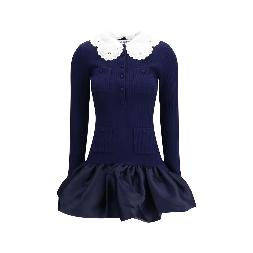 Self-Portrait Blue Viscose Cocktail Dress