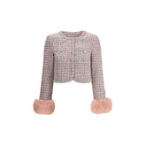Self-Portrait Bouclé fur cuffed Jacket