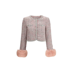 Self-Portrait Bouclé fur cuffed Jacket