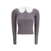 Self-Portrait Gray Viscose Shirt