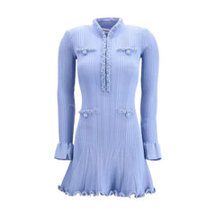 Self-Portrait Light Blue Viscose Casual Dress
