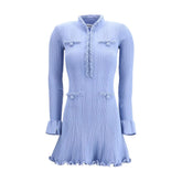 Self-Portrait Light Blue Viscose Casual Dress