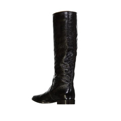 Sergio Rossi Black Calfskin Over The Knee - EU35/US5