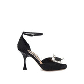 Sergio Rossi Black Fabric Stiletto Heel Sandals - EU39.5/US9.5