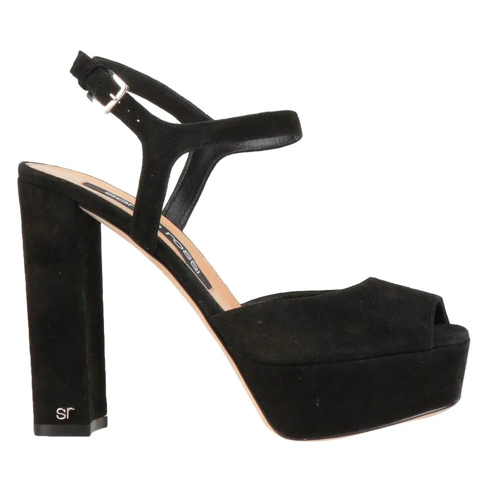 Sergio Rossi Black Velvet Sandal - EU41/US11 - Sandals