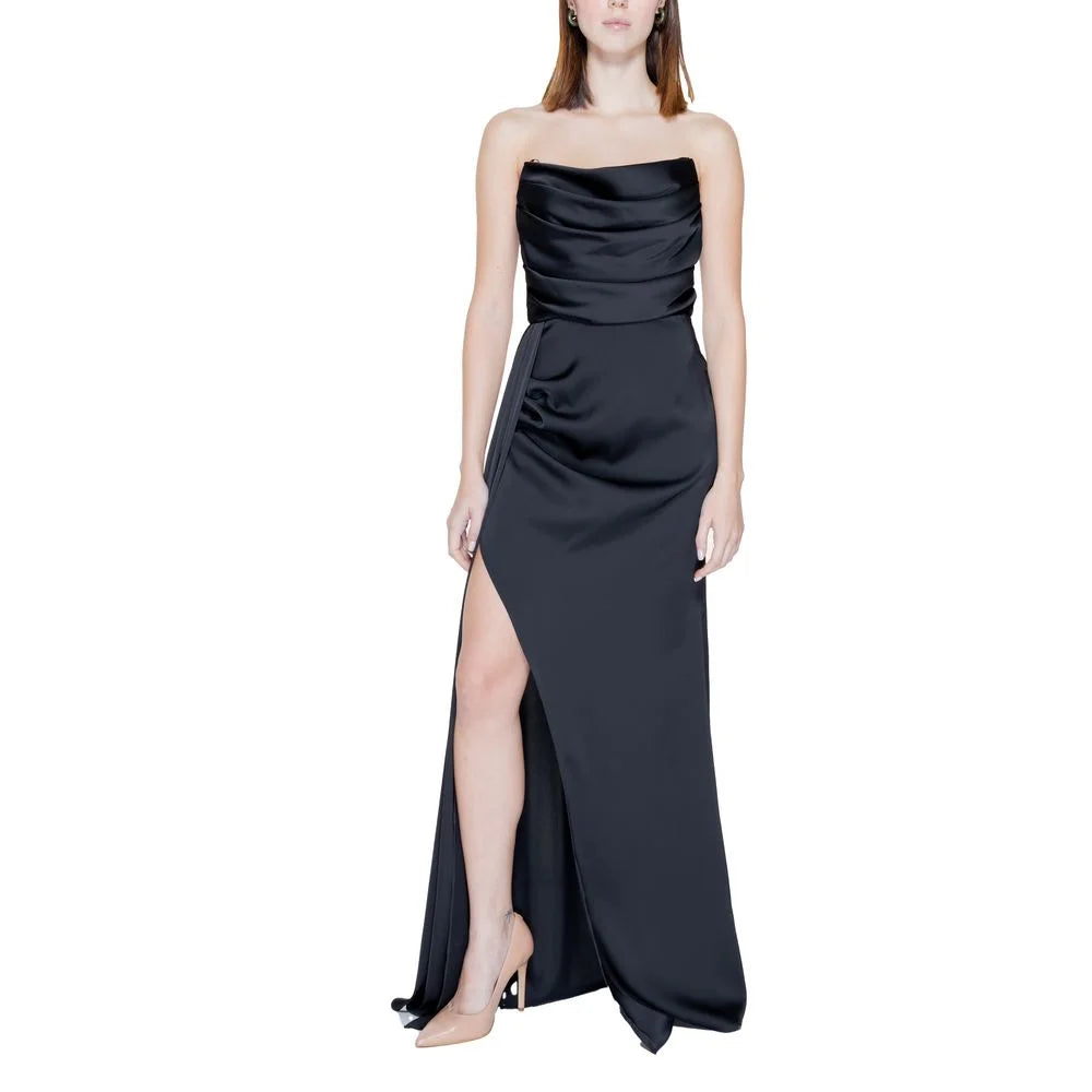 Silence Black Polyester Long Dress - IT40|S