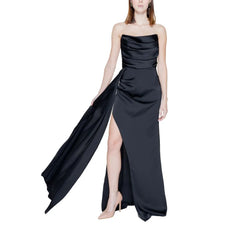 Silence Black Polyester Long Dress - IT40|S