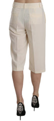 Silvian Heach Cream Mid Waist Cotton Straight Cropped Pants - IT40|S - Trousers
