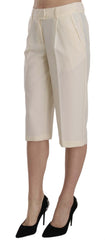Silvian Heach Cream Mid Waist Cotton Straight Cropped Pants - IT40|S - Trousers