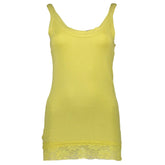 Silvian Heach Yellow Cotton Womens Tank with Lace Detail - Tank Tops