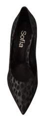 Sofia Black Leopard Leather Stiletto High Heels Pumps Shoes - EU39/US8.5 - Heels