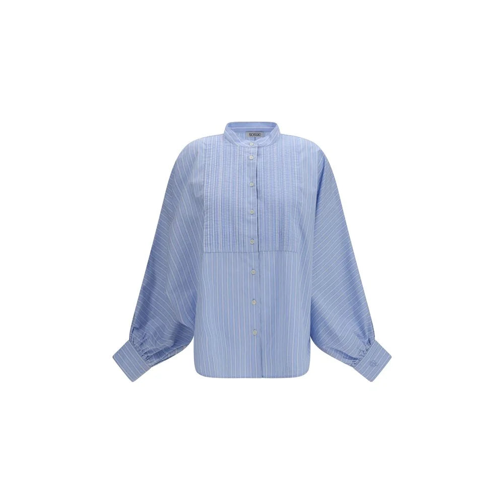 SOSUE Blue Cotton Pattern Shirt - One Size