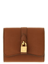 Stella McCartney brown polyamide cardholder featuring a minimalist design and signature logo engraving.