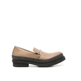 Stella McCartney brown vegan leather slip-on loafers featuring a classic almond toe and refined minimalist silhouette.