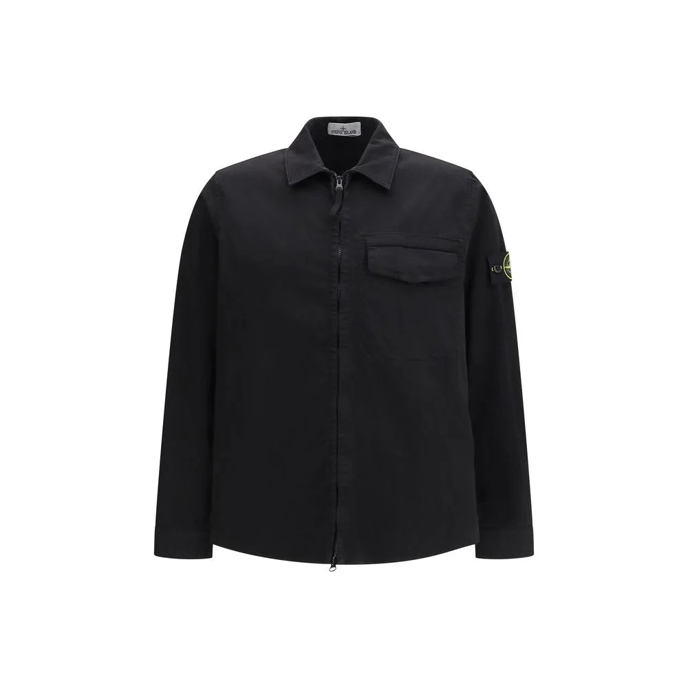 Stone Island Black Cotton Jackets And Coat - M