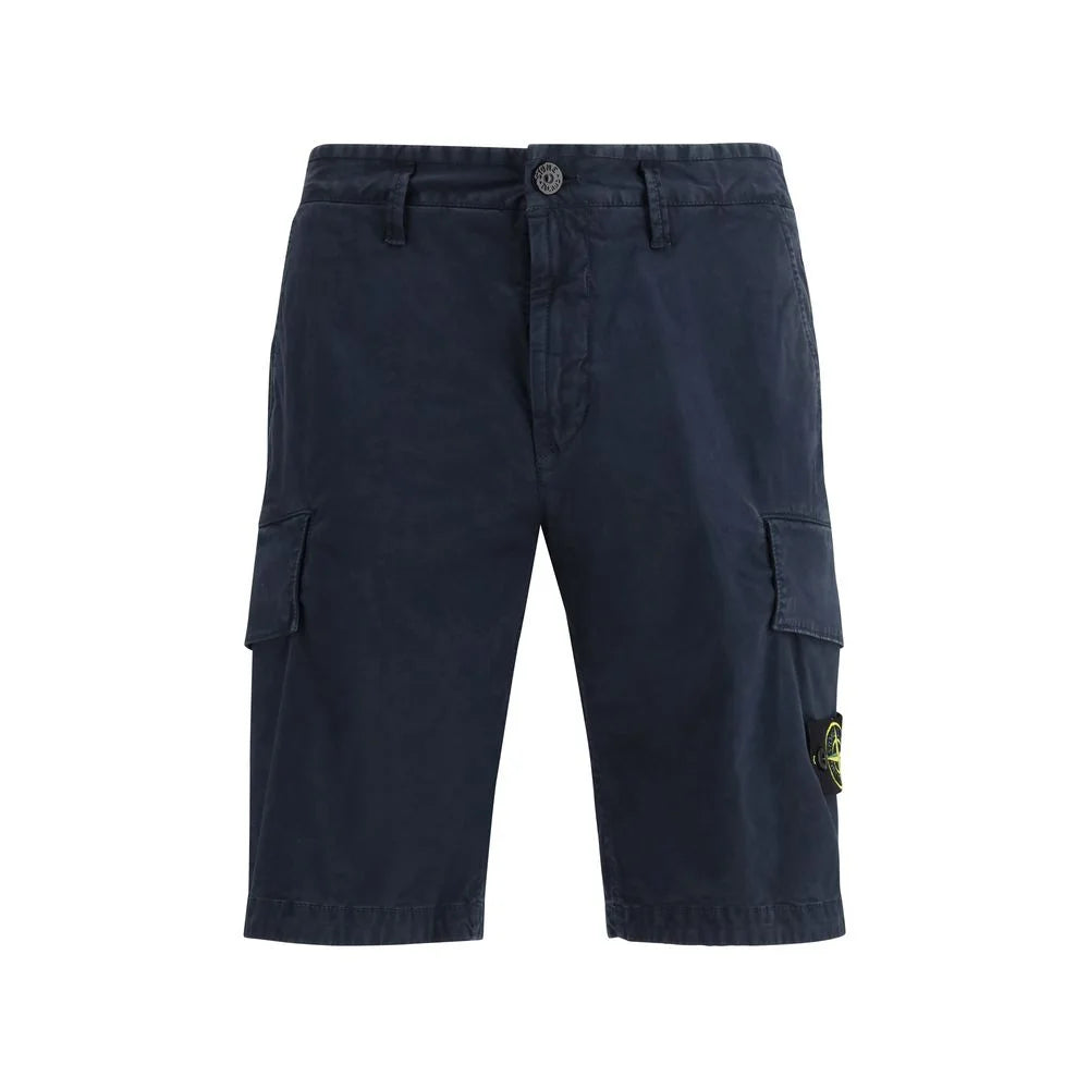 Stone Island Blue Cotton Bermuda Shorts - W30