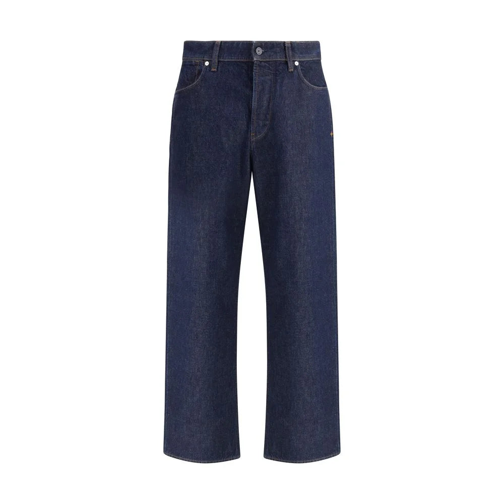Stone Island Blue Cotton Straight-Leg Jeans - Jeans